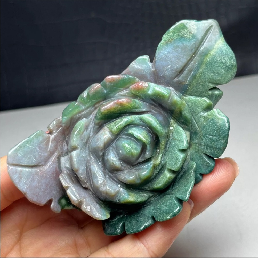 Beautiful ocean jasper flower carving